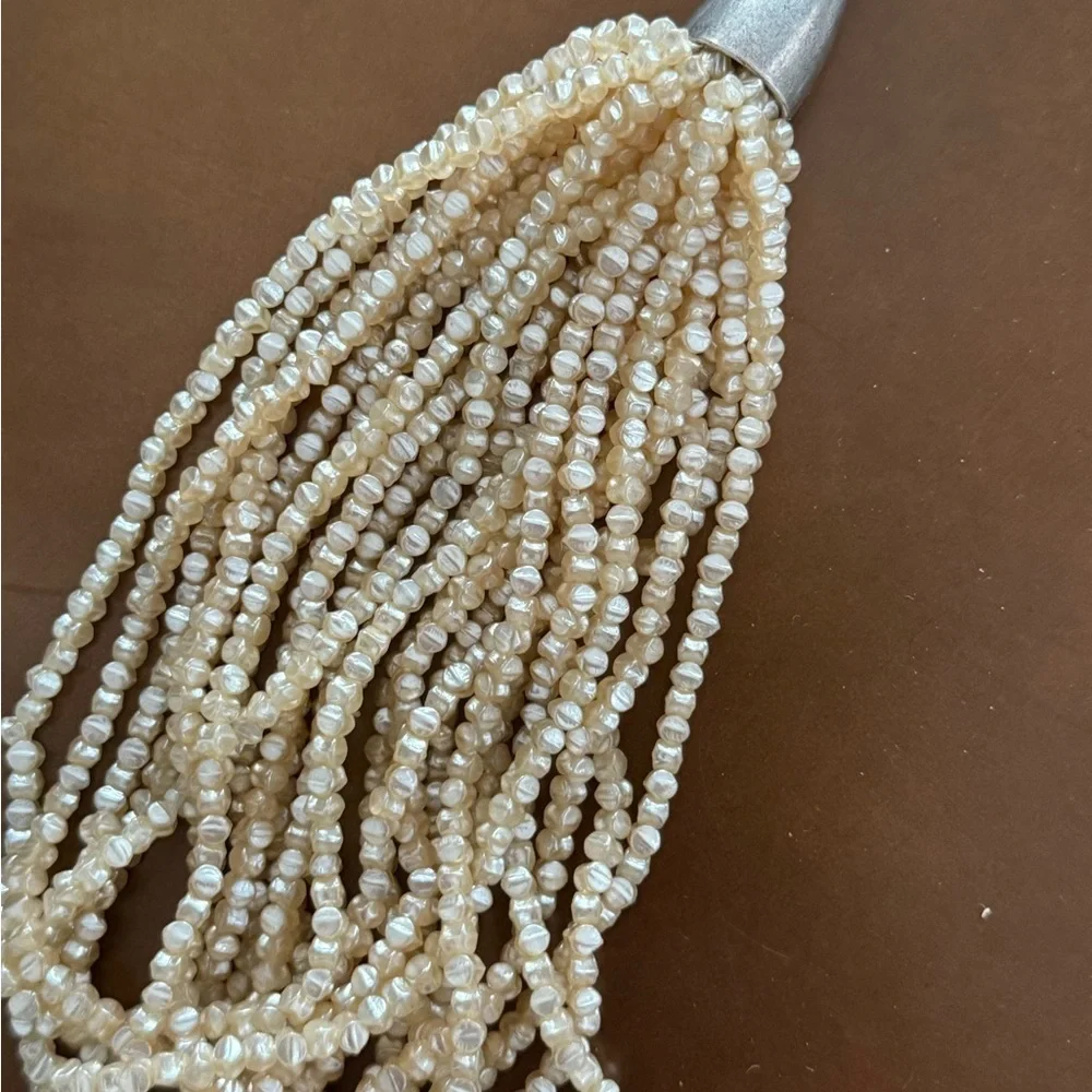 Sarah Pacini Cream Pearl Tassel Necklace EUC